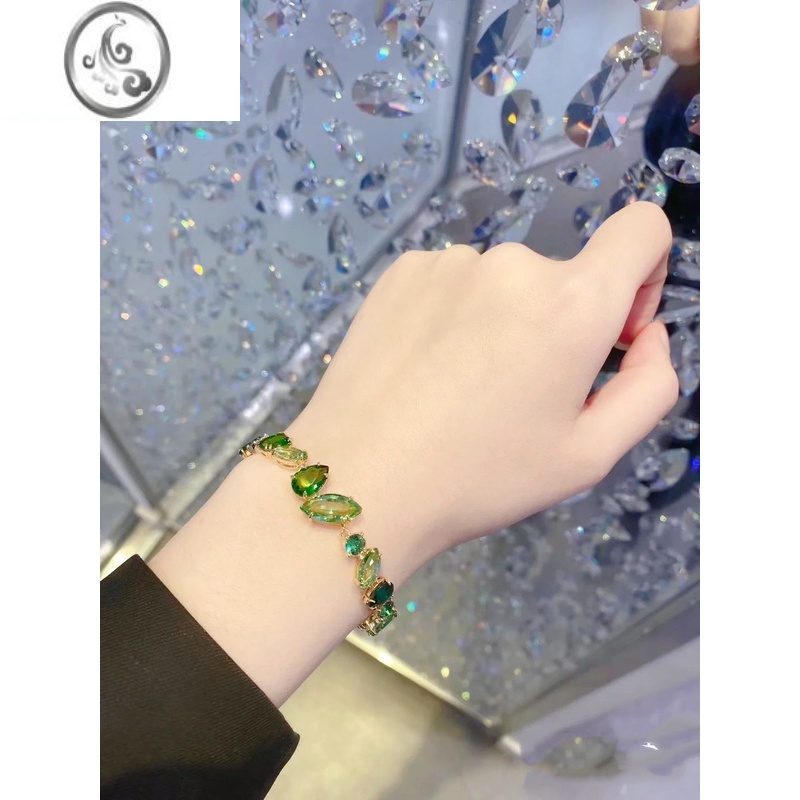 JiMi施家森系绿色糖果水晶手链绿野仙踪Gema女清新甜美碧玺色镀金饰M 模特绿野仙踪手链