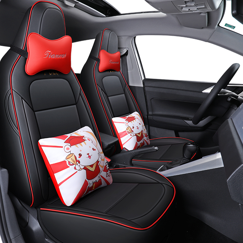 敬平座套专用2019款poloplus汽车坐垫全包围四季通用车座椅套运动红皮