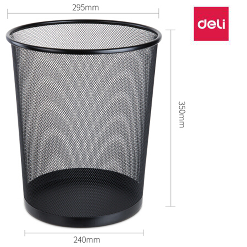 得力(deli) 9189 垃圾桶 直径29.5cm 黑色