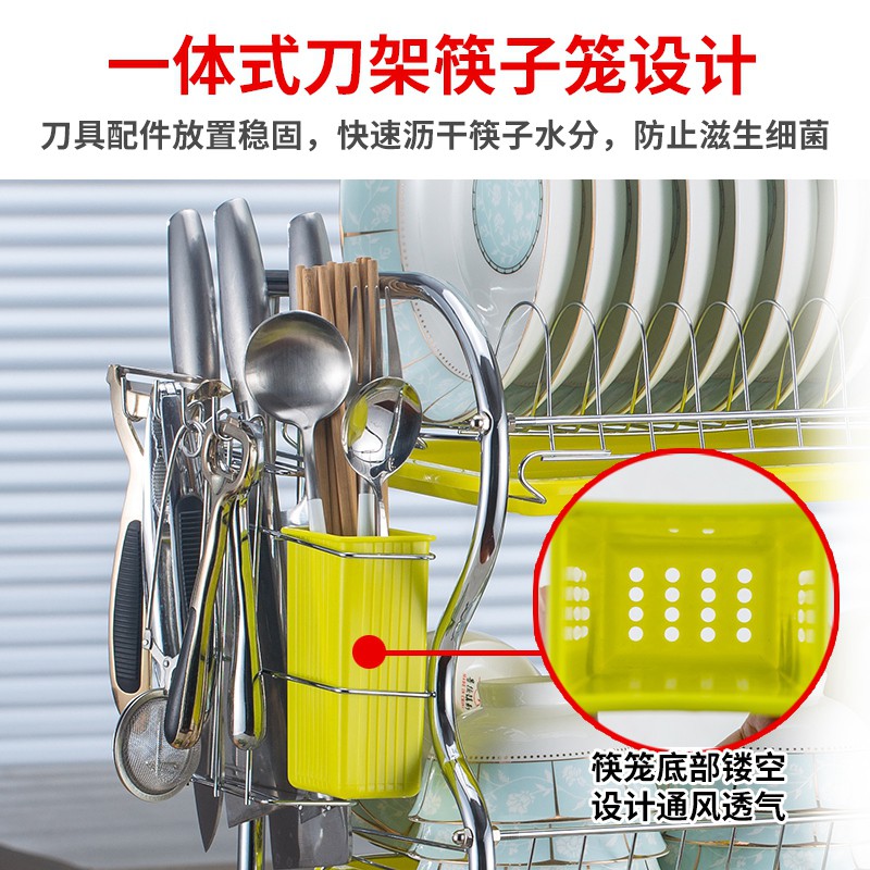 厨房置物架晾放盘子碗碟架沥水架三层碗架碗筷收纳盒餐具收纳架子收纳层架 三维工匠高清大图