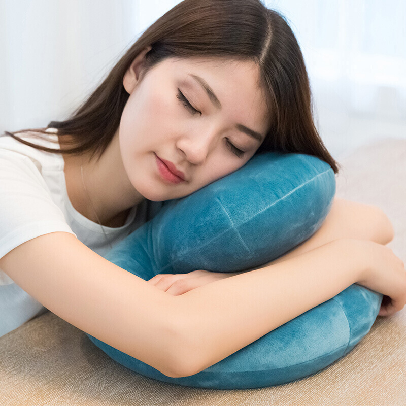 办公室午睡枕抱枕趴睡枕学生趴趴枕靠枕靠垫午休睡觉神器夏季枕头浅灰色送换洗枕套36X30X18cm(送眼罩)
