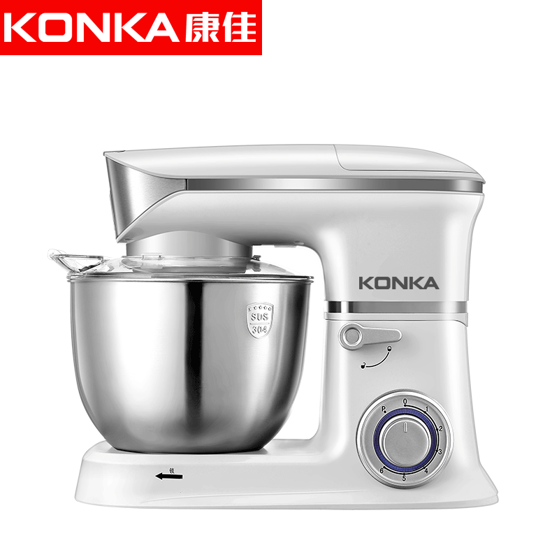 康佳(KONKA)KM-904厨师机家用和面机多功能揉面机搅拌机打蛋器料理机电子式旋钮式 象牙白三合一+果汁杯