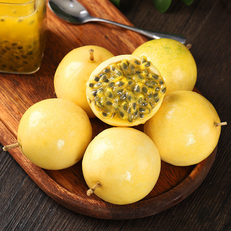 [熊猫鸟]黄金百香果 西番莲鸡蛋果 净重2.5斤 中果 单果45-60g 新鲜采摘高清大图