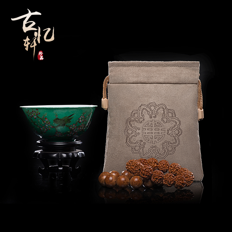 麂皮文玩袋星月紫檀花梨手佛珠盘玩袋抛光收纳袋文玩麂皮收纳袋 三维工匠高清大图