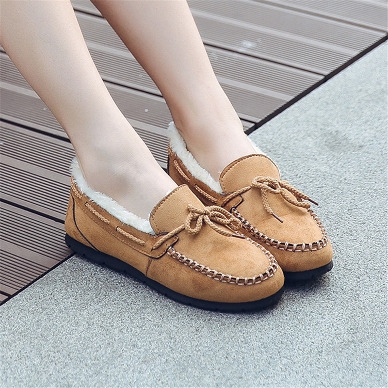 凡世界秋冬韩版女士豆豆鞋冬季加绒保暖棉鞋时尚简约浅口女鞋蝴蝶结