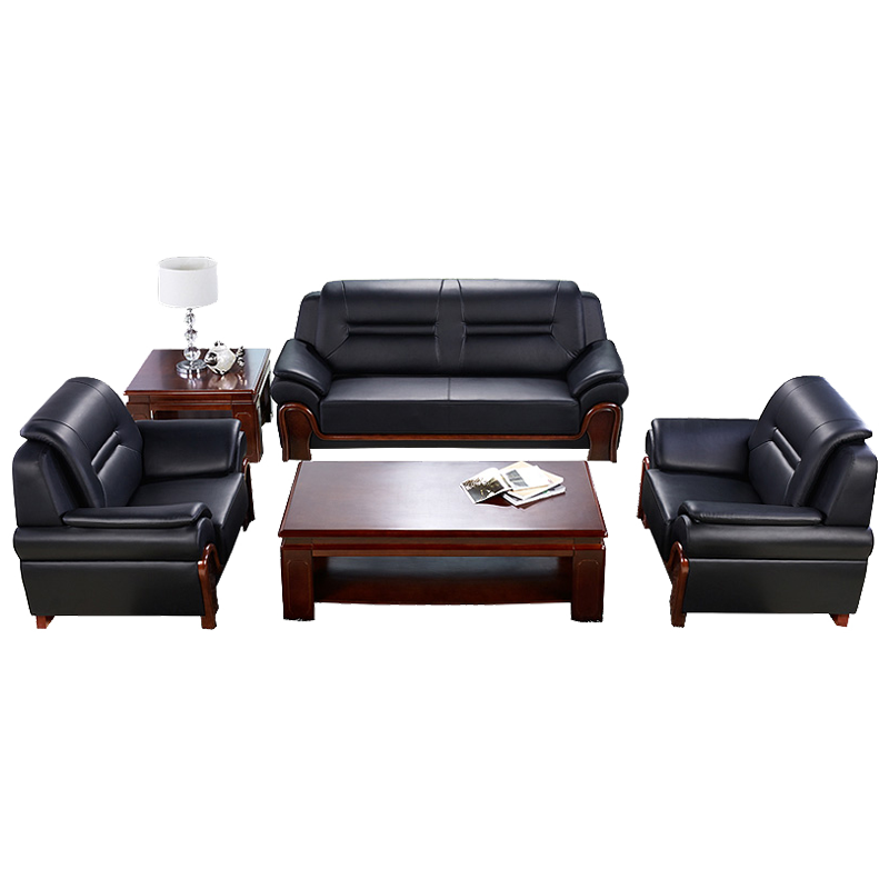 匡大 办公沙发组合商务接待牛皮沙发组合三人位KDSF0807高清大图
