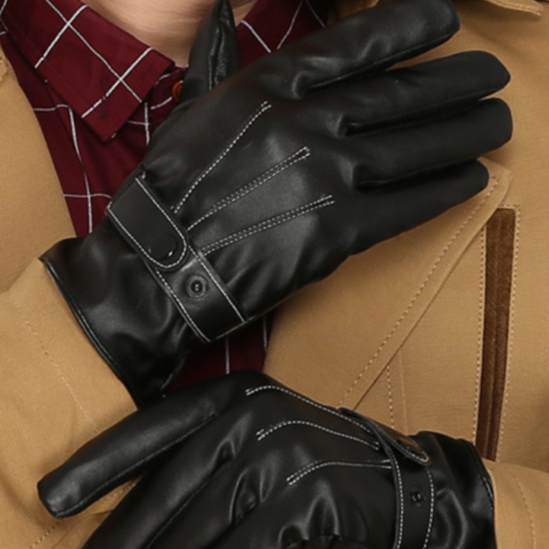 男士皮手套男秋冬季加绒加厚开车骑车触屏手套防风防寒保暖皮手套