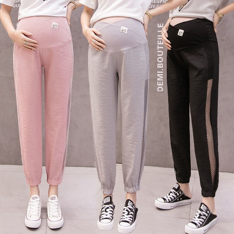 迪鲁奥(DILUAO)孕妇裤子夏季薄款九分裤2021新款孕妇装薄款棉麻宽松休闲裤托腹裤图片