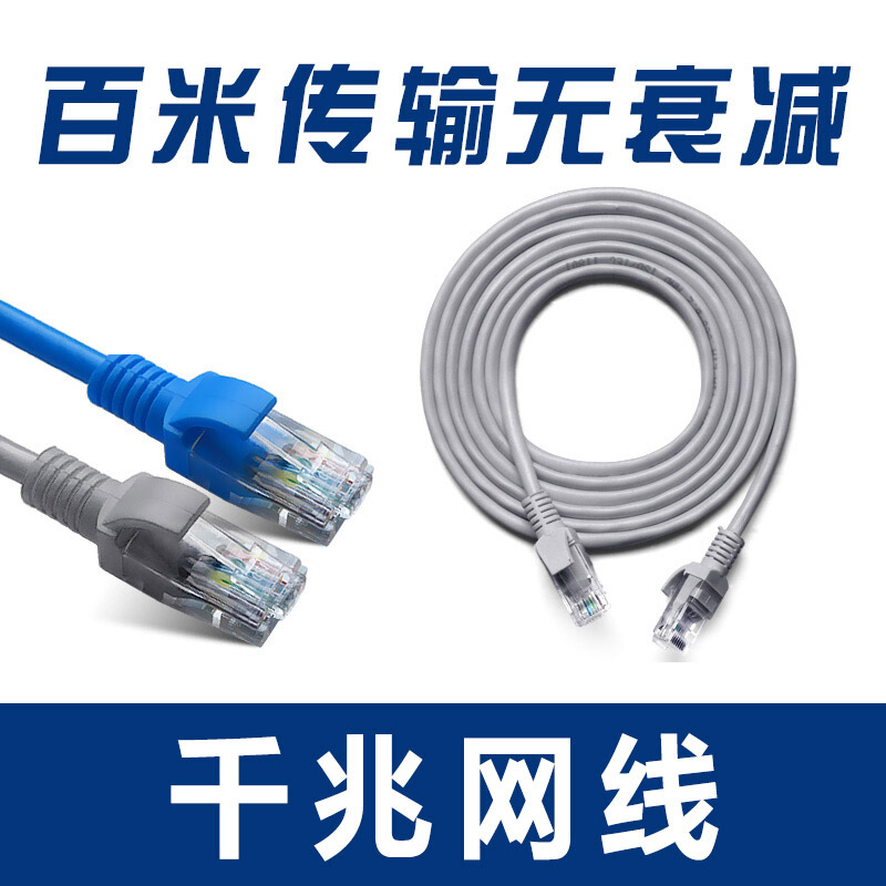 松纳 超五类网线 CAT5e类千兆网络连接线 工程家用电脑宽带监控非屏蔽8芯双绞成品跳线 1米 (蓝)