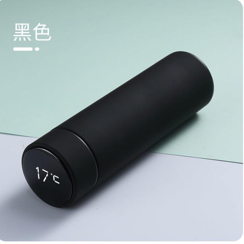 智能保温杯女士水杯高颜值多功能测温高档温度显示喝水提醒杯子男 304黑色豪华显温+杯套 500ml