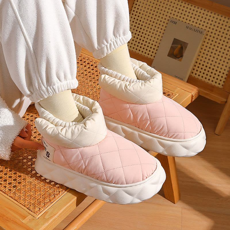 防水棉拖鞋女士冬季包跟2023新款室内家居情侣加绒保暖羽绒棉鞋男图片