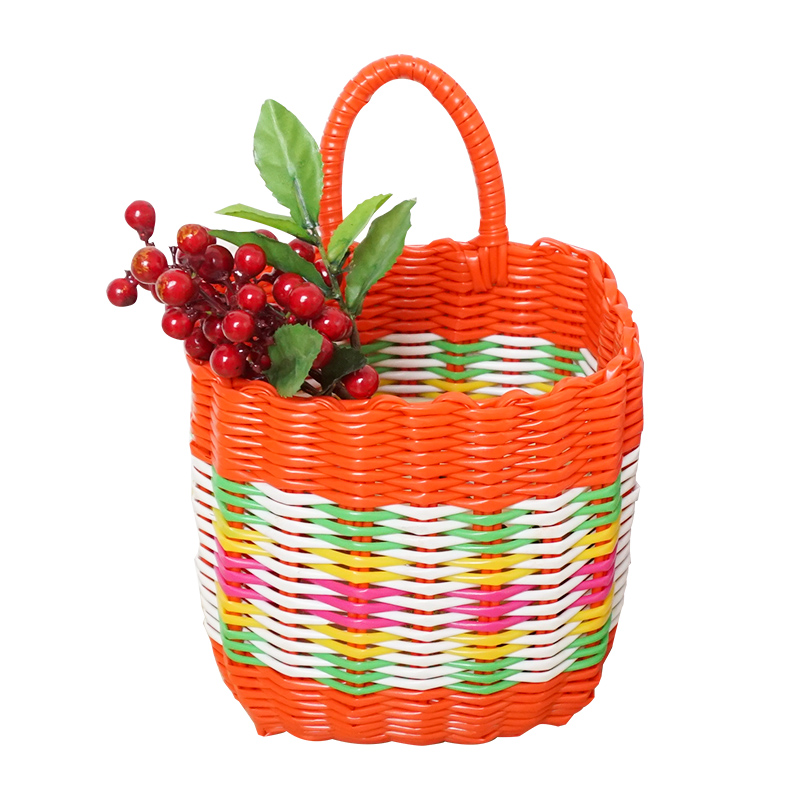 塑料编织浴室厨房收纳篮单把小挂篮化妆品首饰杂物挂式收纳筐高清大图