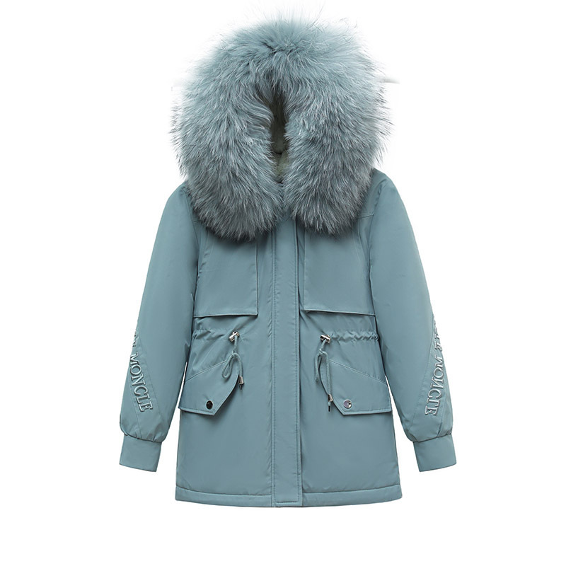 大毛领派克服女短款冬季新款大码学生棉服可拆卸内胆加绒棉衣外套