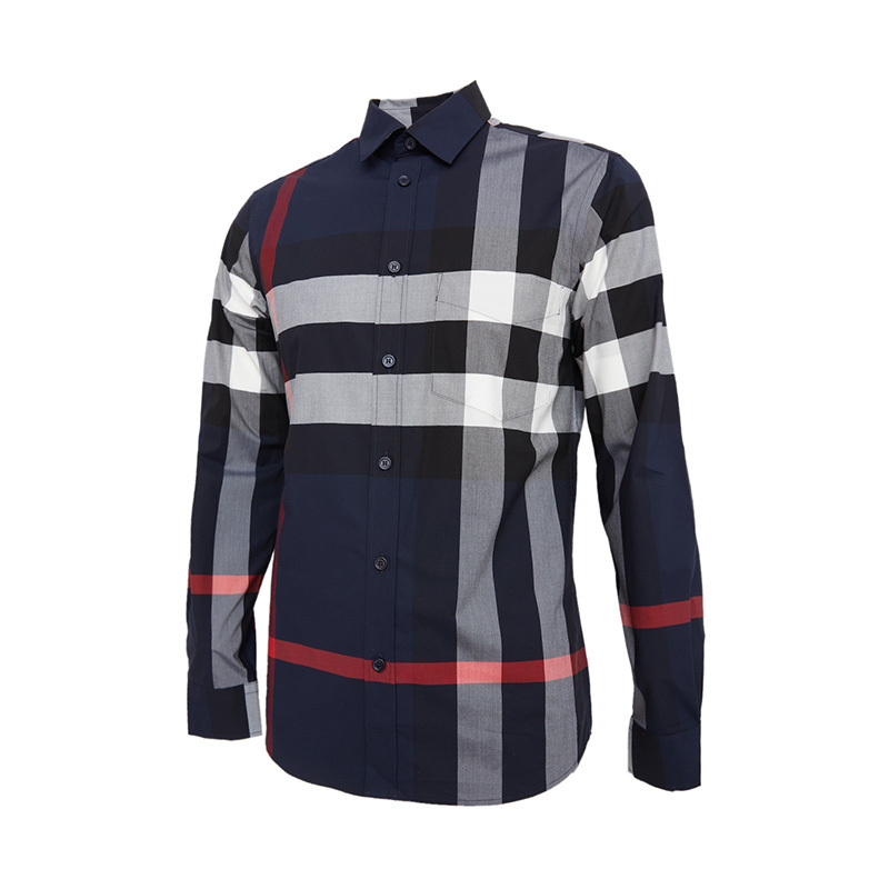 [20春夏新品]BURBERRY/博柏利 男士格纹府绸衬衫 男士长袖衬衫 高端男士衬衫