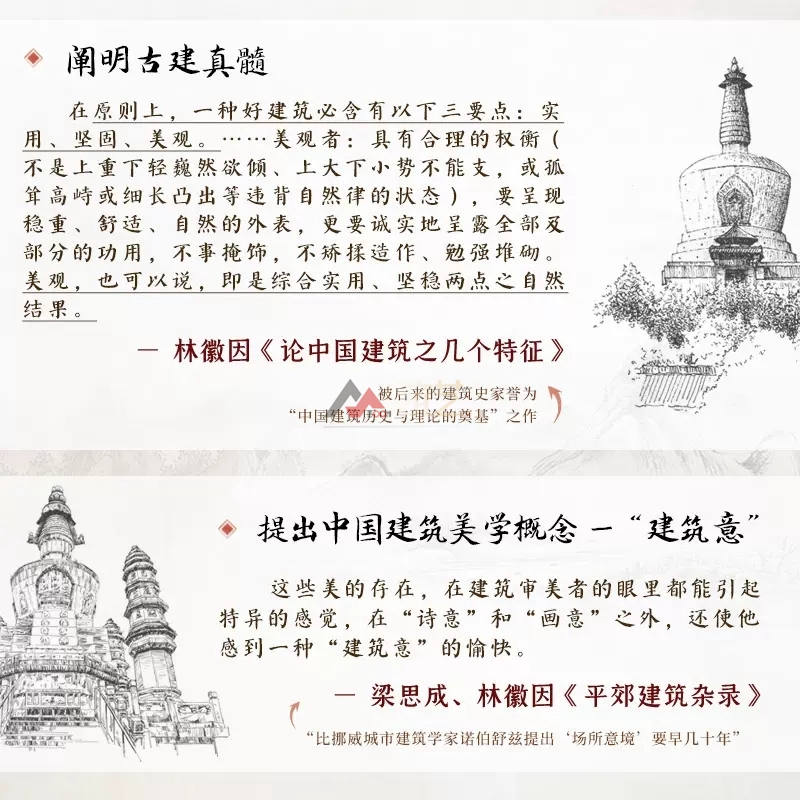 [醉染正版]林徽因讲古建 手绘插图版 古建爱好者不可错过的科普读物 林徽因建筑学作品独乐寺佛光寺重走梁思成林徽因书籍高清大图