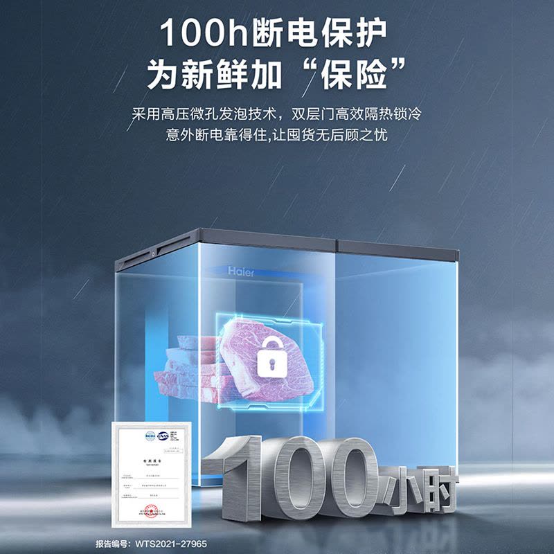 海尔(Haier)卧式冰柜216升冷柜 冷藏冷冻 双温储鲜格局 小巧不占地 家用商用两用冰箱 FCD-216LHSD图片