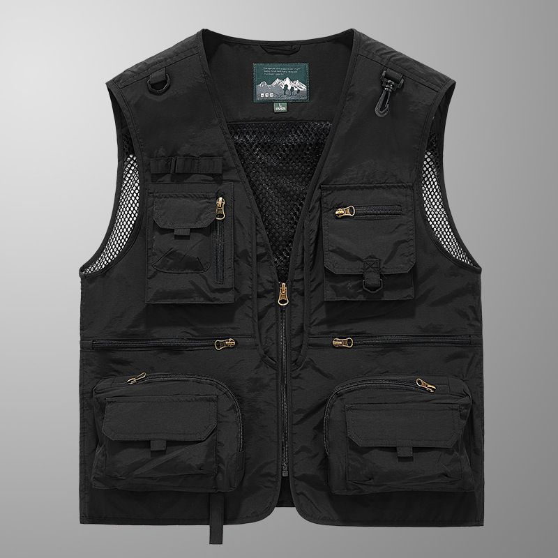 啄木鸟工装马甲男士夏季新款户外摄影钓鱼背心机能多口袋马夹外套高清大图