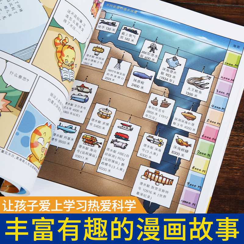 [正版]4本58元12海洋与海底我的第一本科学漫画书儿童百问百答7-10-12岁儿童版科普图书宇宙少儿百科全书三四五六高清大图