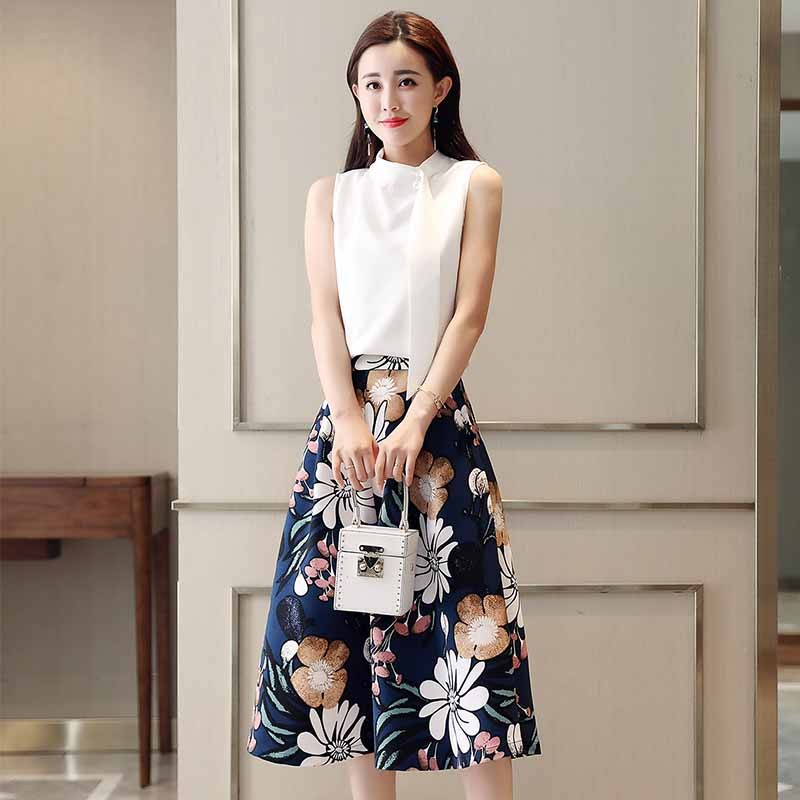 无袖连衣裙显瘦碎花套装裙两件套女主要参数品牌:opzc货号:76120款式