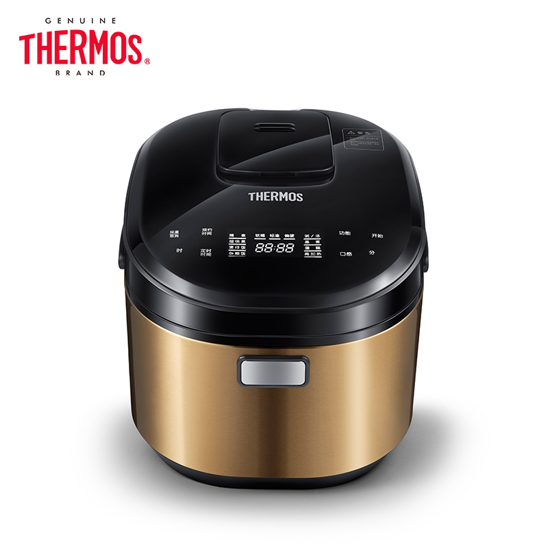 膳魔师(THERMOS)电饭煲4L大容量家用智能控温预约触控IH聚能加热电饭锅陶晶厚斧5-8人 雅金