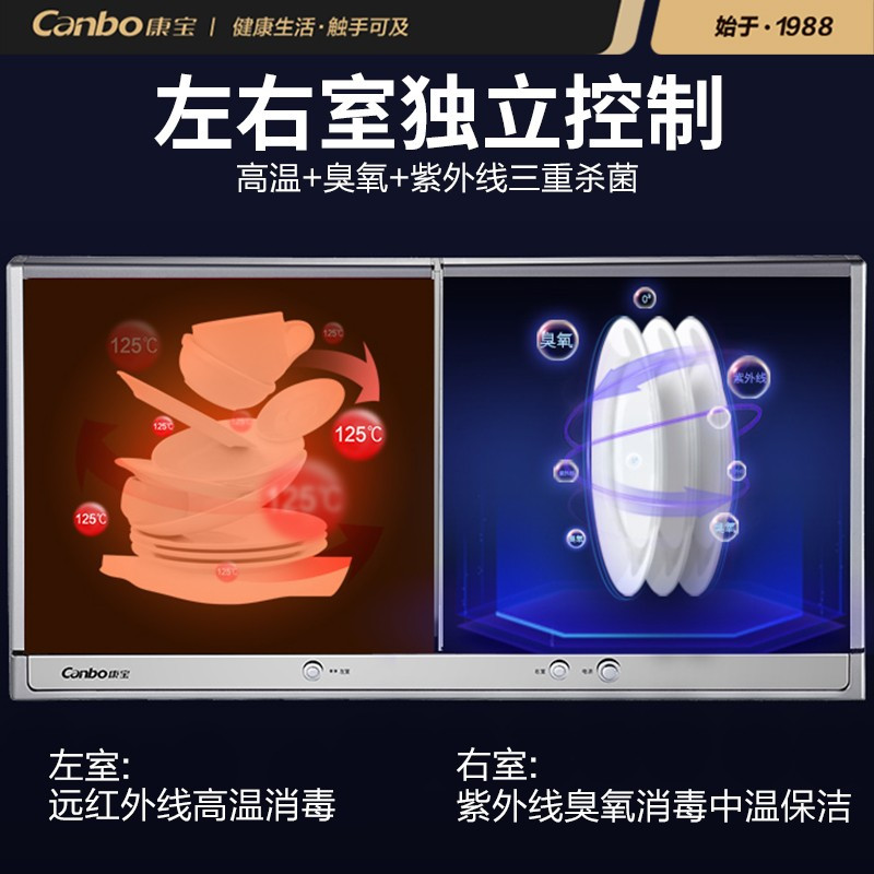 康宝(Canbo)消毒柜 家用壁挂式 台式卧式 紫外线消毒柜 消毒碗柜 XDZ50-E4A(50升)