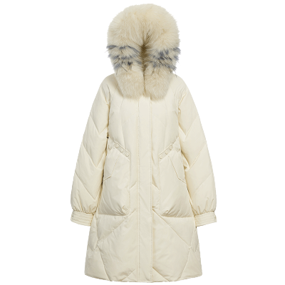 韩版宽松杏色羽绒服