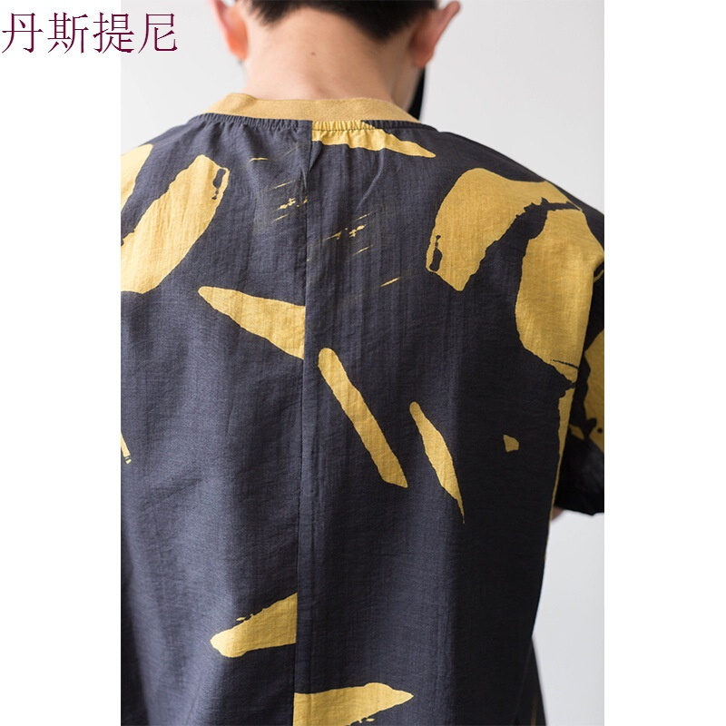 |黑夜里的黄夏季新款小清新圆领印花圆领短袖T恤男青年黑黄第二批