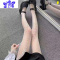 Ideamini见男友小tips黑丝配破洞牛仔裤jk白色渔网袜到腰辣妹穿搭大码丝袜