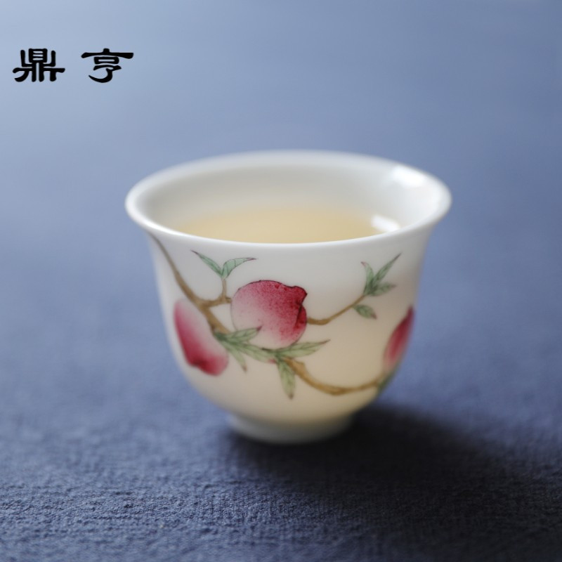 鼎亨春泥玉泥手绘景德镇陶瓷薄胎主人杯品茗杯泡茶杯功夫花神茶杯