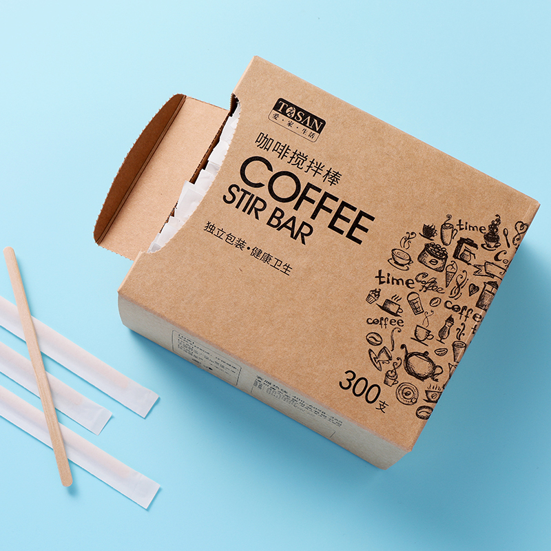 唐宗筷 咖啡搅拌棒一次性使用 木质咖啡调棒 14cm 1000支 C6656