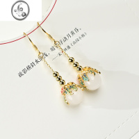 JiMi和田玉耳坠2022新款气质款925银银圆绣球耳环女长款轻奢玉石耳饰