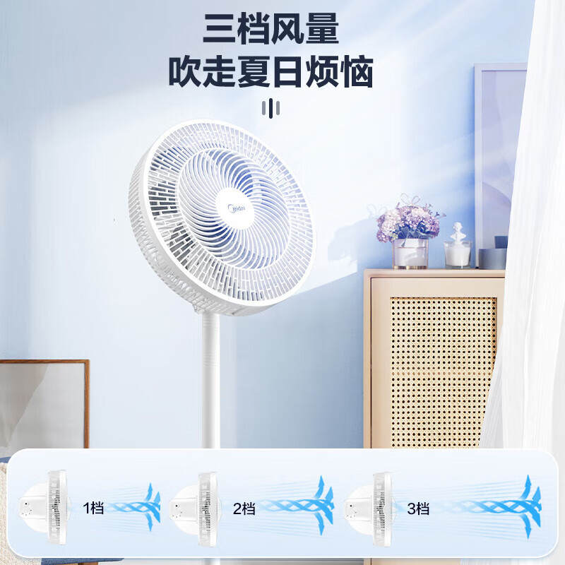 美的(Midea)电风扇SAE35CA落地式台式两用风扇七叶轻音柔风落地扇办公室电扇立式大风量节能易拆洗节能宿舍电扇高清大图