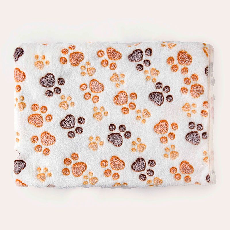 宠物毛毯宠物垫子珊瑚绒毛毯秋冬狗狗睡觉垫子猫咪垫子宠物用品0 白色猫咪爪 小号(40*60cm)