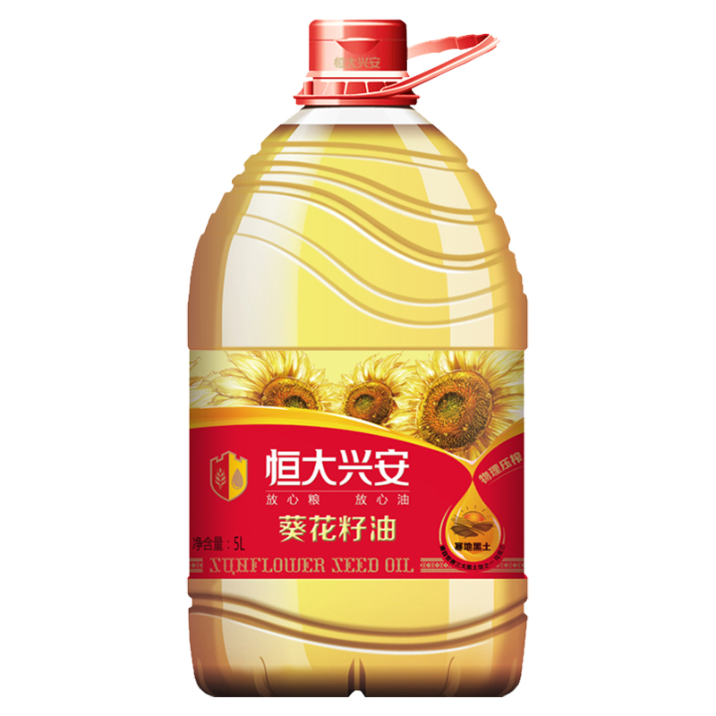 恒大兴安 葵花籽油 5L 桶装家用 天然优质向日葵 物理压榨食用油