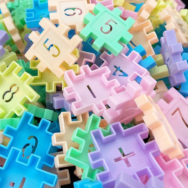 数字方块积木拼插拼搭积木幼儿园益智亲子互动80片袋装图纸