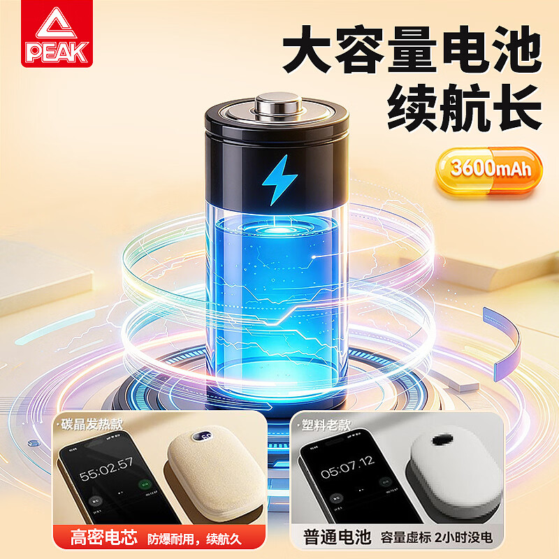 匹克(PEAK)绒布充电式暖手宝3600mAh熏衣紫YE46006高清大图