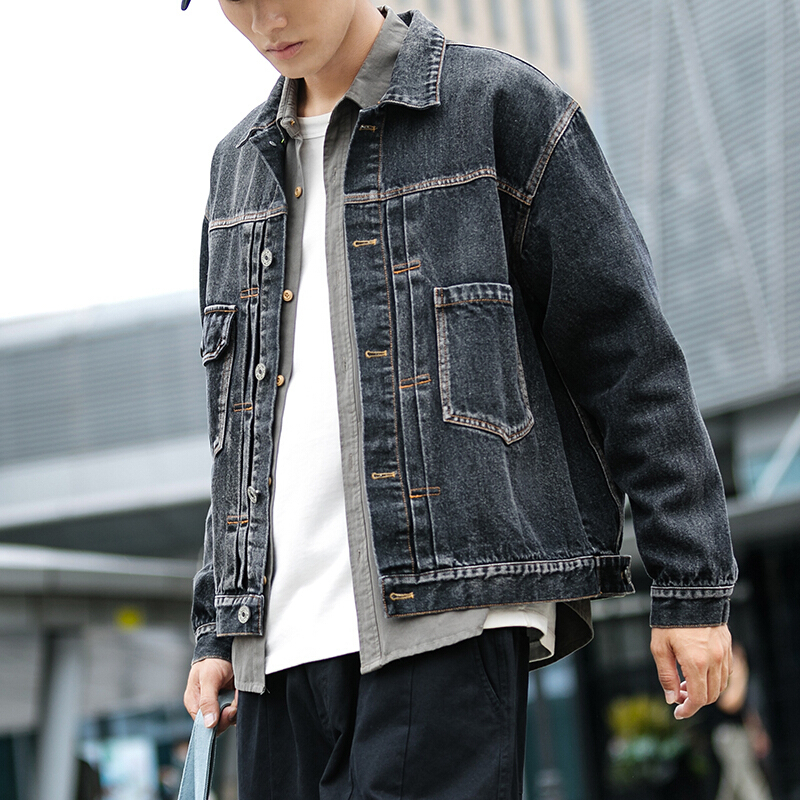 梵克公牛牛仔夹克男2020春装新款港味时尚上衣褂子男韩版宽松chic工装