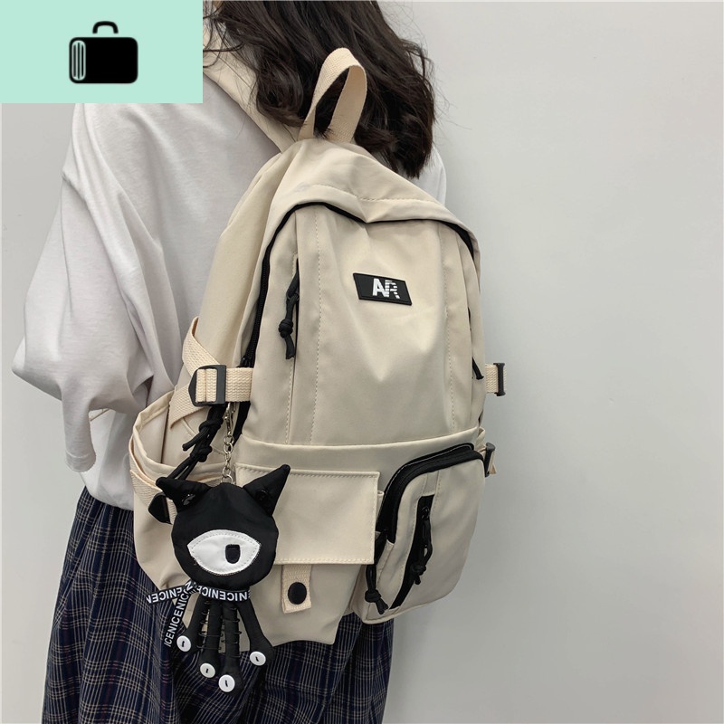 新款潮牌大容量双肩女背包男书包女ins韩版高中多口袋大学生书包NEW LAKE女士双肩包高清大图