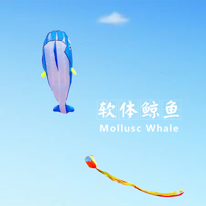 潍坊风筝软体鲸鱼海豚风筝大型好飞易飞成人儿童风筝正品创意 三维工匠 鲸鱼加22黄绿水晶轮400米3股线高清大图