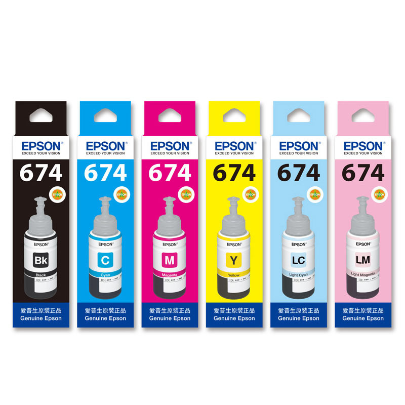 爱普生epson t674系列原装六色染料墨水 适用l801 l805 l810 l850 l