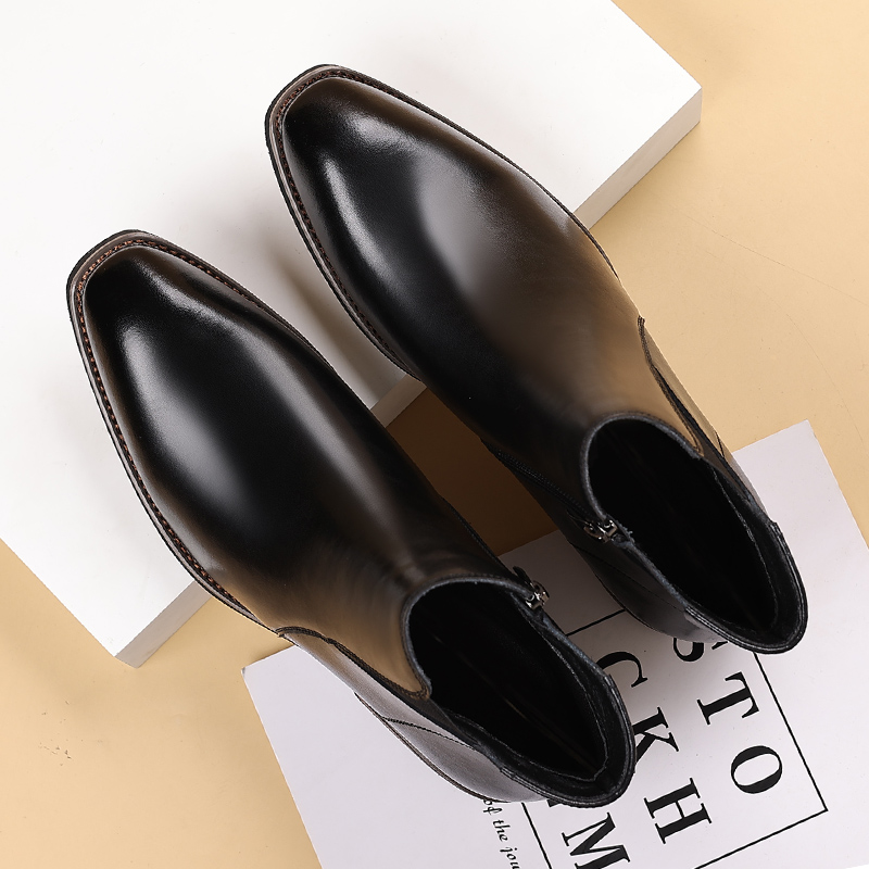 迪罗尼卡大码47男鞋48切尔西靴男短靴英伦风加绒保暖侧拉链马丁靴冬季皮靴高清大图