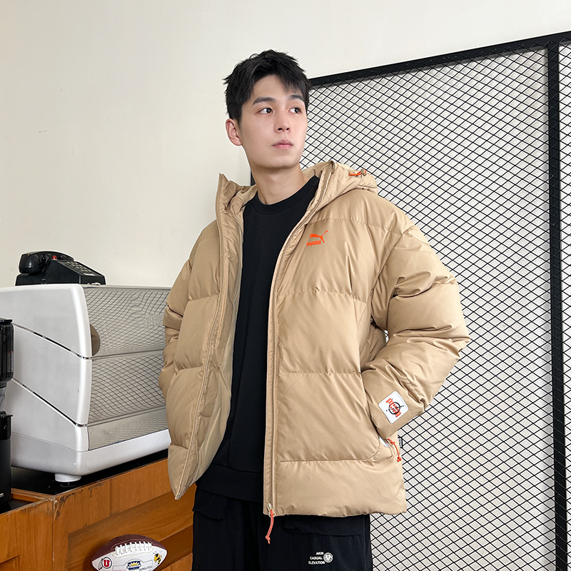 彪马(PUMA)羽绒服男装新款时尚简约舒适休闲运动服防寒保暖连帽外套 624529-84 ZP 624529-84/浅卡其 XL