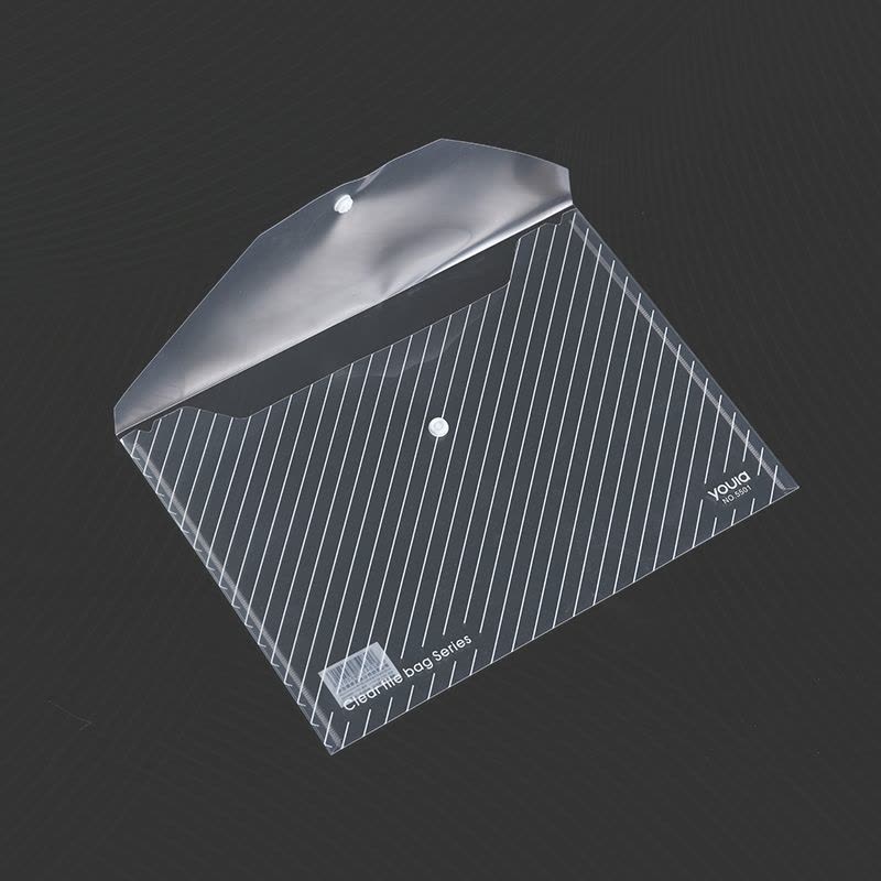 优拉透明文件袋5502 加厚按扣袋学生试卷收纳袋办公用品资料保护袋防水带标签商务款塑料档案袋透明蓝 10只装图片