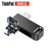 联想（thinkplus）USB3.0 三合一U盘 可接Typc-C 三接口设计 手机电脑两用 MU100深灰色 64G