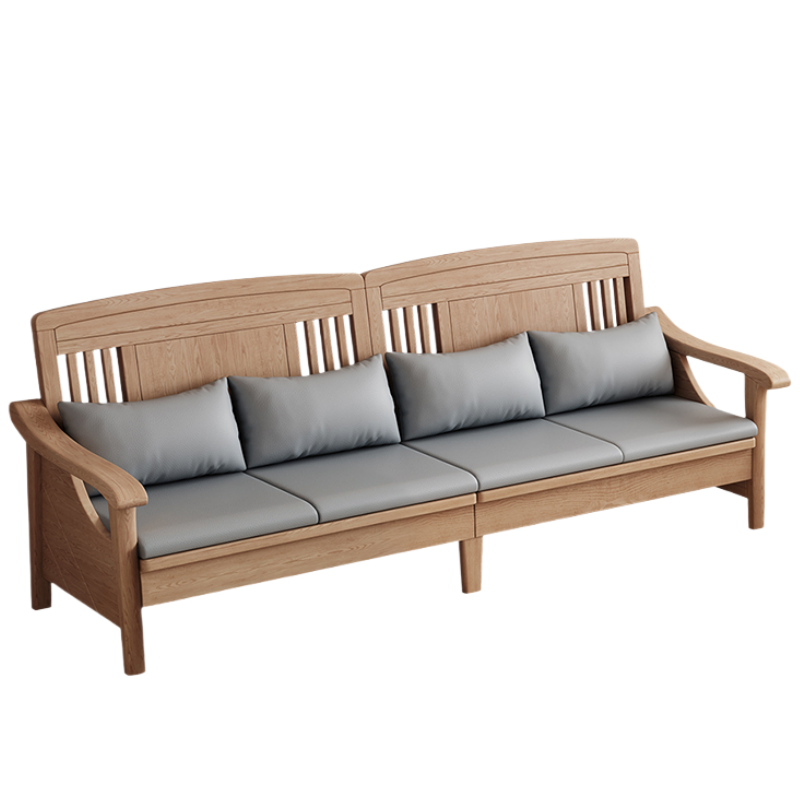 铭思达实木沙发四人位张高清大图