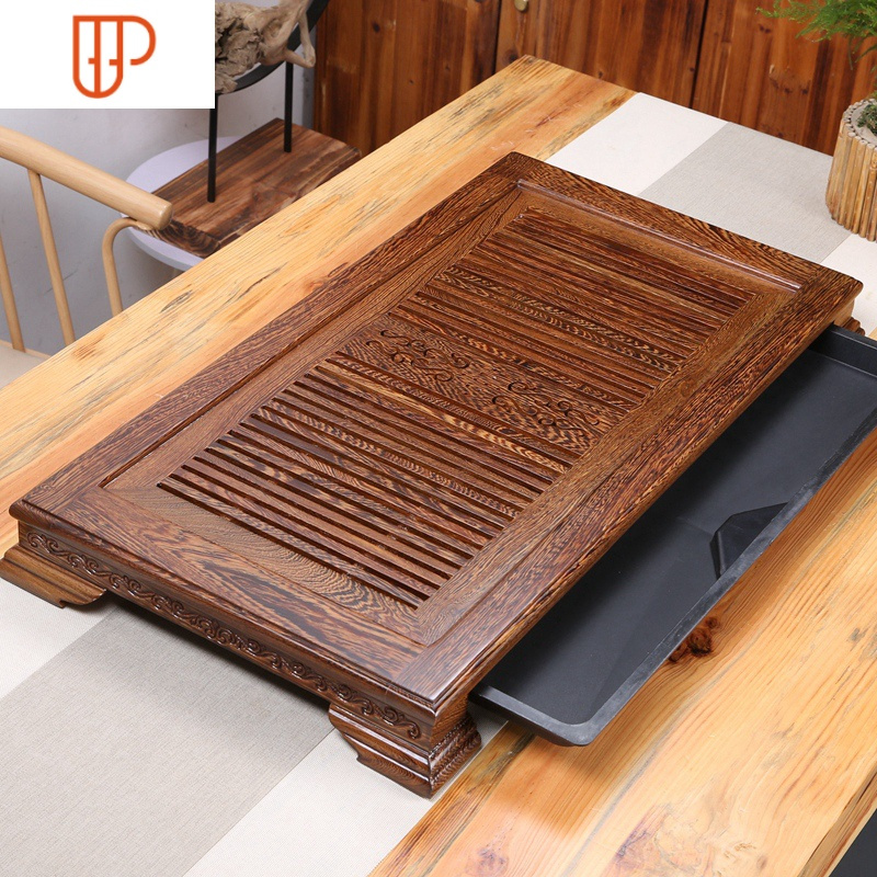 实木旅行茶具鸡翅花梨木功夫茶台家用简约客厅抽屉式排水茶海 国泰家