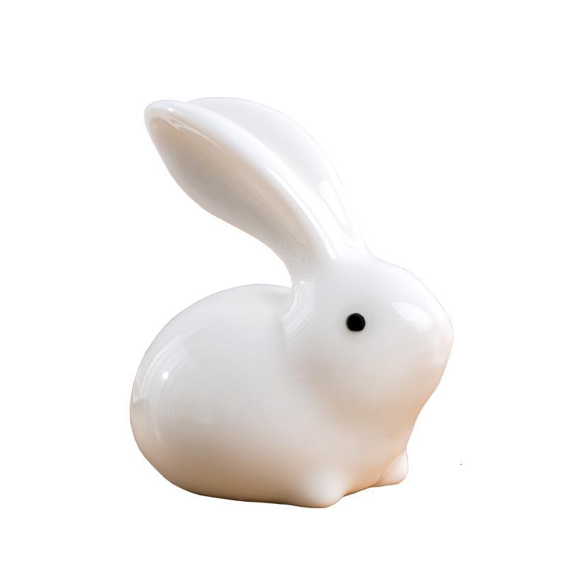 可爱陶瓷兔子摆件小白兔创意酒柜家居装饰品动物工艺品桌面小摆件