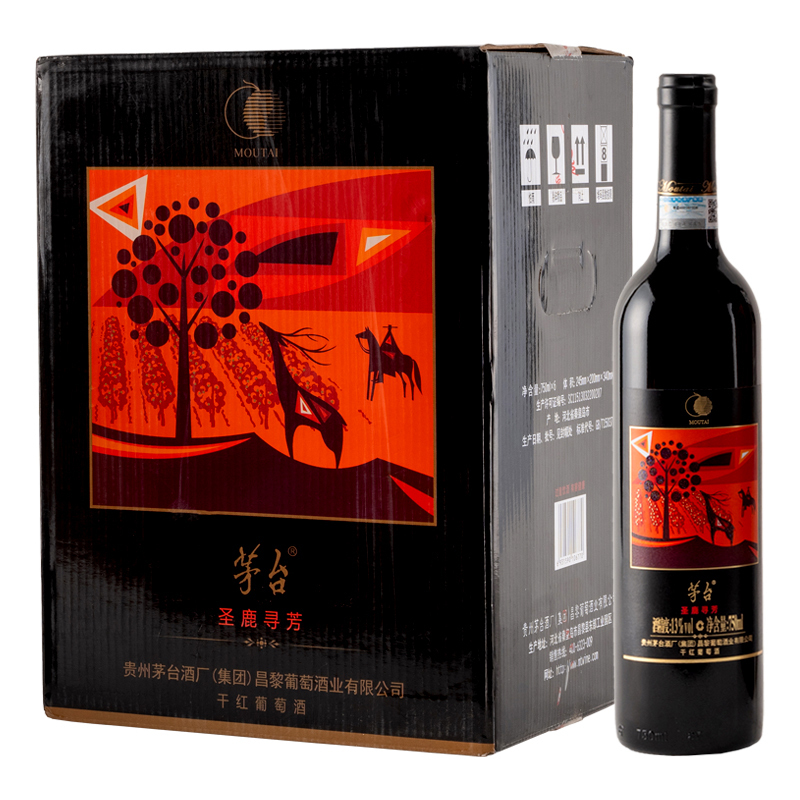 茅台moutai红酒圣鹿寻芳13度佳美娜干红葡萄酒750ml6瓶整箱装