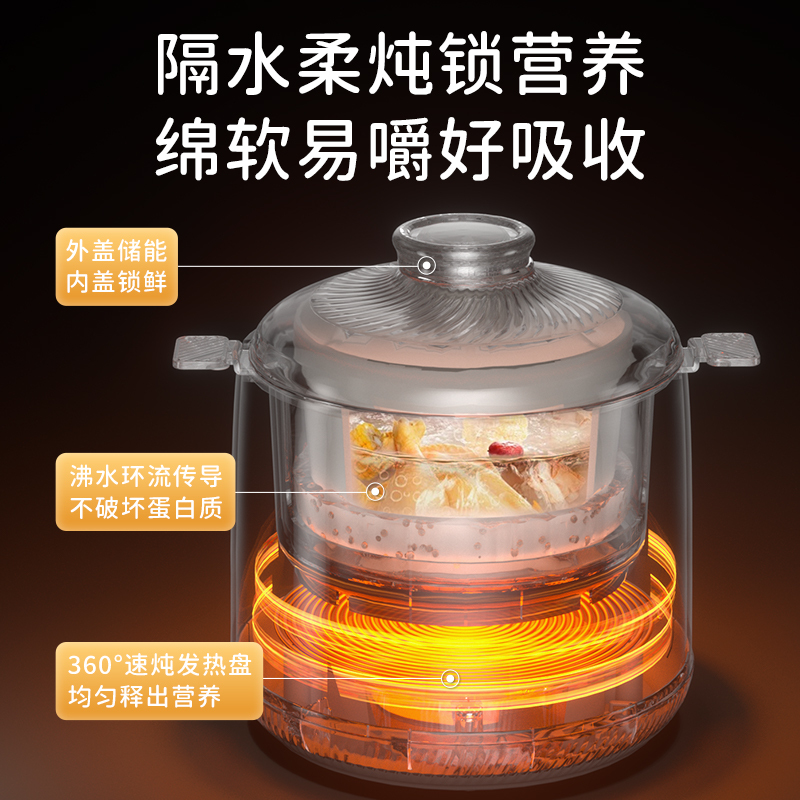 东菱(Donlim)电炖锅煲汤燕窝隔水炖盅养生隔水炖锅BB煲汤小锅玻璃电炖锅食补养颜DL-9002(森野绿)高清大图