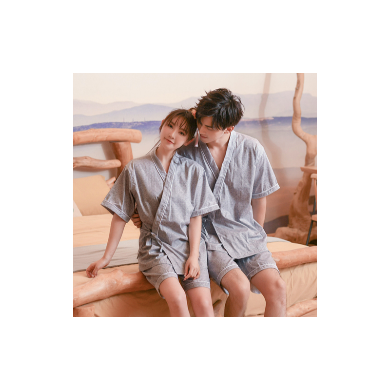 纯棉汗蒸服女高档家居浴袍睡衣足道温泉男浴服浴衣
